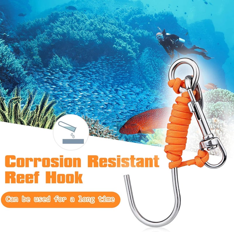Pluzluce Scuba Diving Reef Hook for Drift Diving with 47" (120cm) Line + Marine Grade Swivel Stainless Steel Eye Bolt Snap Clip for Drift Diving, Scuba Divers, and Underwater Activities - Image 5